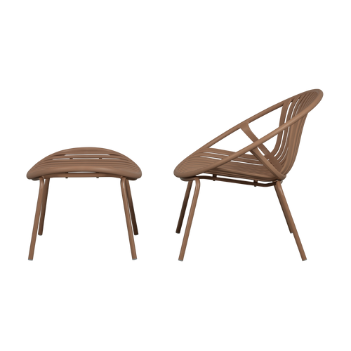 WOOOD tuinstoel met hocker Bruce - Metaal - Zalm Roze - 73x81x72 cm - vtwonen shop