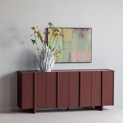 WOOOD dressoir Basu - Grenen - Bordeauxrood - 85x200x46