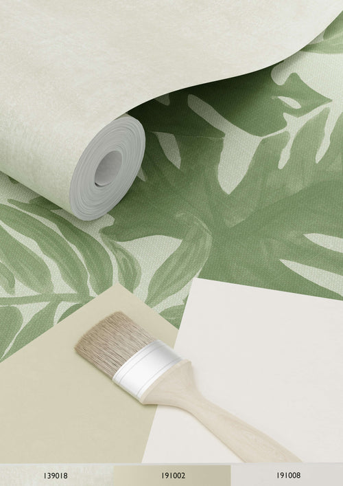 ESTAhome behang tropische bladeren vergrijsd olijfgroen - 53 cm x 10.05 m - 138990 - vtwonen shop