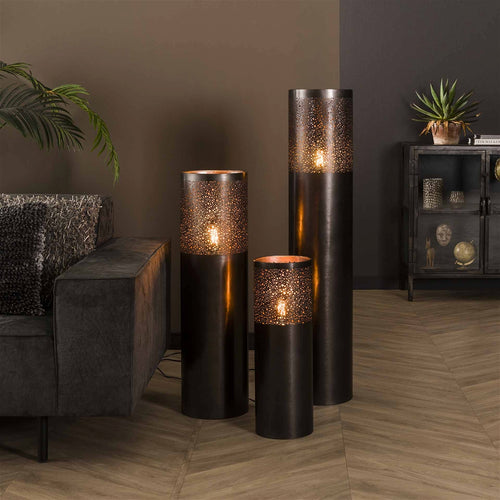 Giga Meubel Vloerlamp Cilinder - Zwart Nikkel - 60x20x20cm