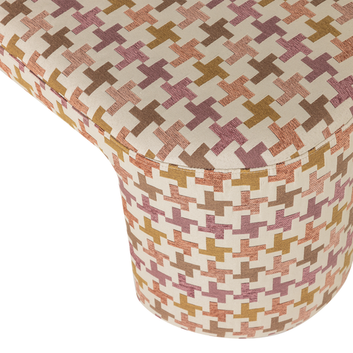 WOOOD gestoffeerd bankje Jacob - Pied De Poule Dessin - Roze - 46x130x46