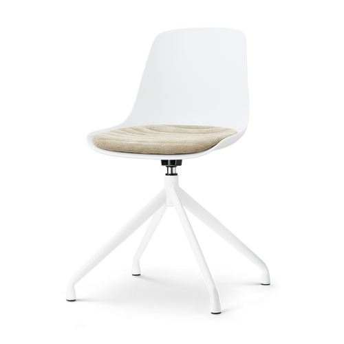 Nolon Nola-Liv draaibare eetkamerstoel wit met nougatbruin zitkussen - wit onderstel