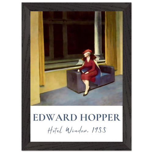 Artfulprints Poster met Lijst Edward Hopper - Hotel window   - A4 21x29.7 cm - Meerkleurig