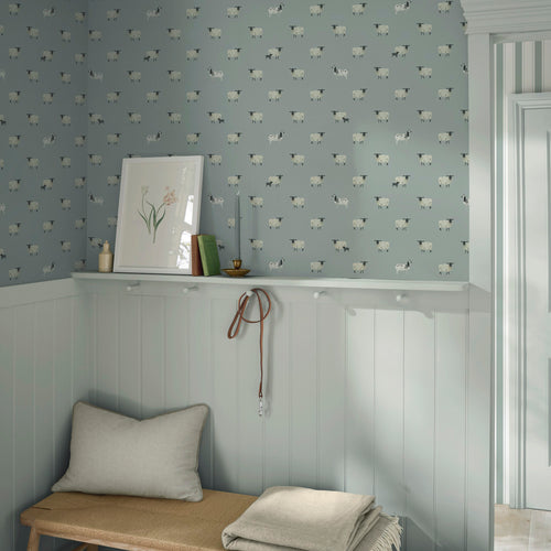 Sophie Allport Vliesbehang Kinderkamer - Sheep Witham Blue
