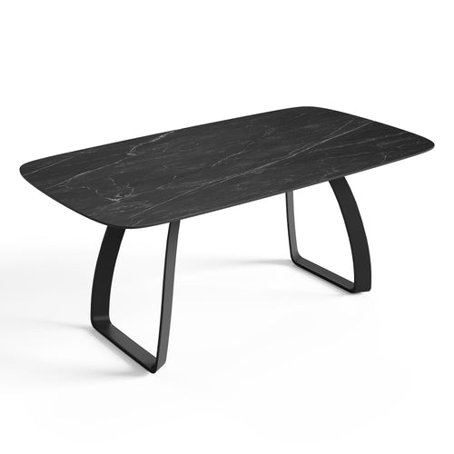 Sia Home - Uitschuifbare tafels DAHLIA - Keramiek - Carrara zwart en zwart - 180cm