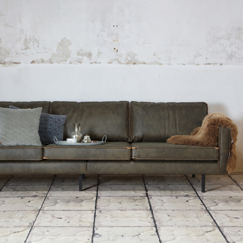 WOOOD 3-zits bank Rodeo - Eco-leder - Army - 85x277x86 - vtwonen shop