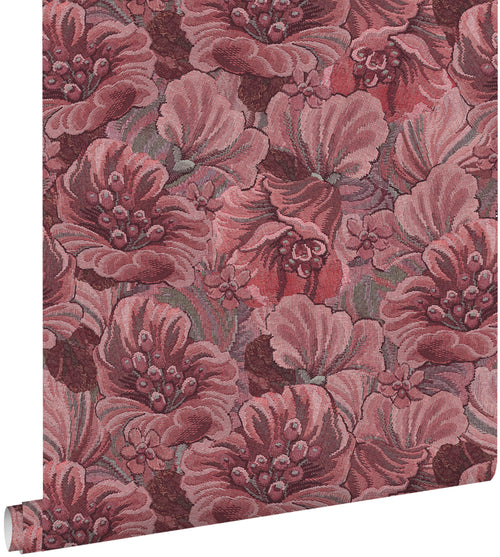 ESTAhome behang geborduurd bloemmotief mauve paars - 50 x 900 cm - 131871