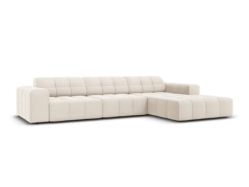 Cosmopolitan Design rechter hoekbank Chicago 4-zits, flueel lichtbeige - 167x294x78cm