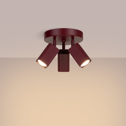 Sollux Lighting Plafondlamp RAYO 3P bordeaux - 20x20x18cm