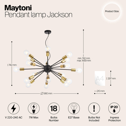 Maytoni - Hanglamp Jackson - Zwart - Ø98 - vtwonen shop