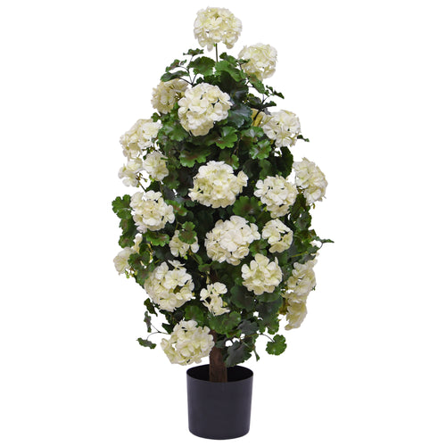 Maxifleur Geranium pyramide 110cm kunstplant UV Creme