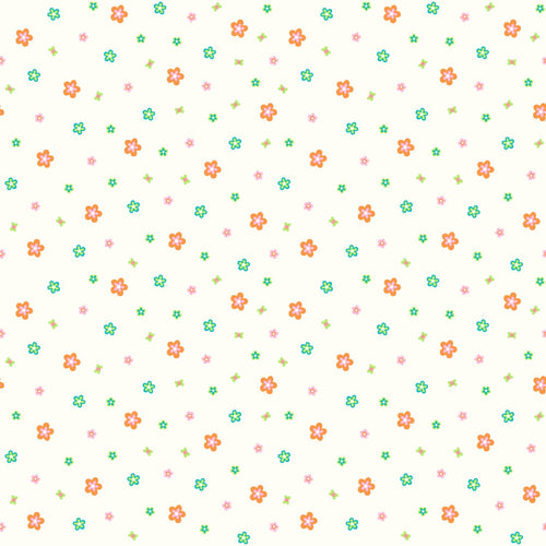 ESTAhome behang bloemen limegroen en oranje - 53 cm x 10.05 m - 114635