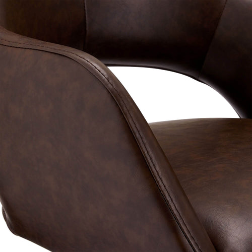 Furnhouse eetkamerstoelen armleuning Luna - Donkerbruin - Kunstleer - Set van 6