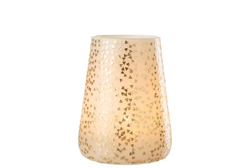 J-Line windlicht Driehoek - glas - wit/goud - extra large