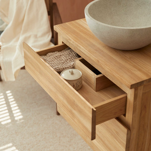 Tikamoon Massief teakhouten wastafelmeubel 60 cm - Naturel