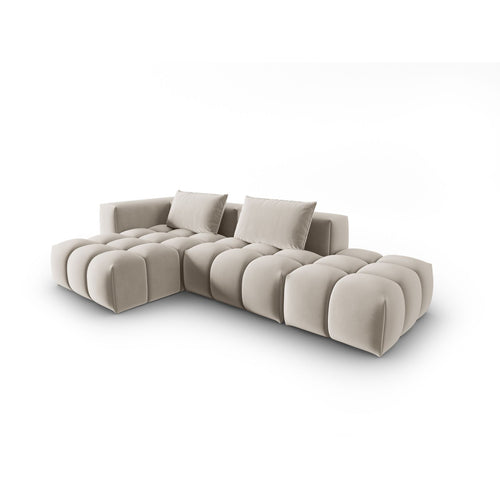 Cosmopolitan Design - Modulaire hoekbank links Verona 4-zits, flueel ecru - 145x265x70cm