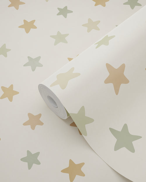 ESTAhome behang sterretjes groen en blauw en beige - 50 x 900 cm - 131707
