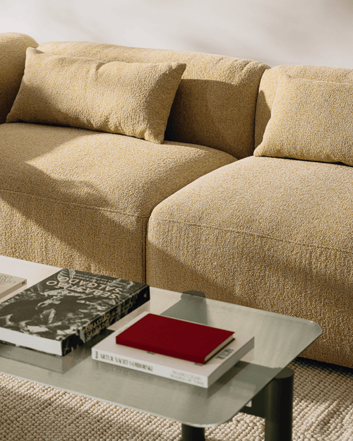 noo.ma Yaro Ottoman - comfortabele poef, Pale Yellow Mélange