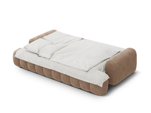 Cosmopolitan Design Slaapbank met opbergdoos Linz 4-zits, flueel donkerbeige - 100x250x84cm