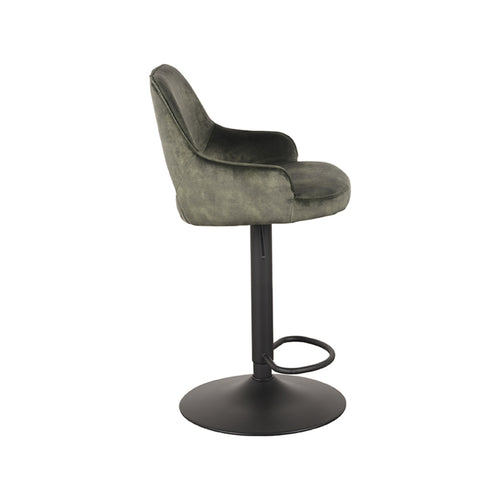 LABEL51 Barkruk Fer - Donkergroen Velvet - Zithoogte 60–80cm - vtwonen shop