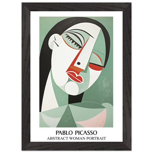 Artfulprints Poster met Lijst Pablo Picasso - Abstract woman portrait   - A4 21x29.7 cm - Groen