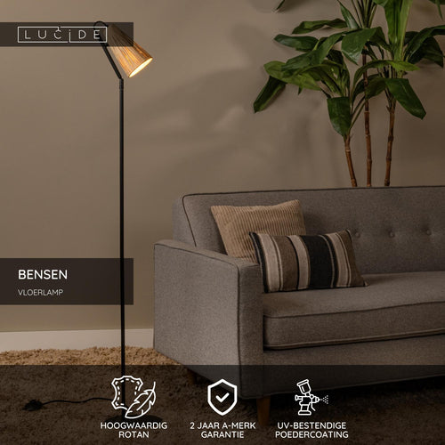 Lucide vloerlamp BENSEN - 1xE14 - Naturel