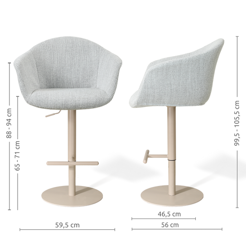 Nolon Niva-Otis tulp barkruk grijs melange - verstelbaar - beige poten