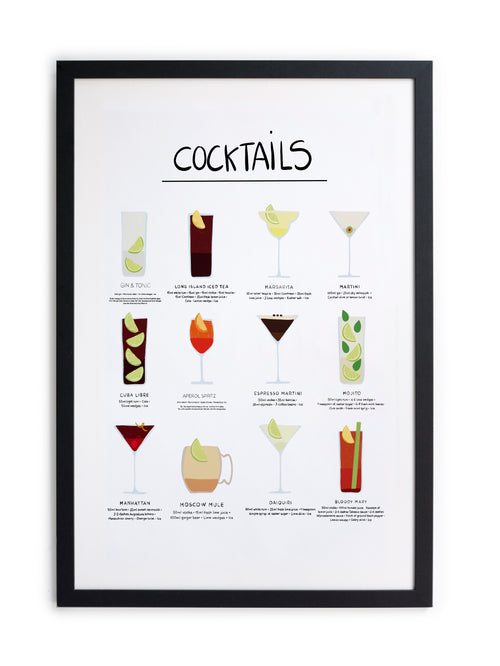 Zwarte lijst met kader 40x30 cocktails - vtwonen shop