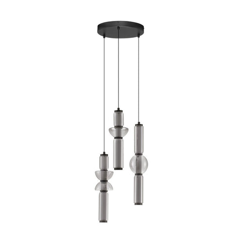Nova Luce ULON Hanglamp met clusterdesign, rookgrijs, matzwart, Triac dimbare LED, 37W, 2035lm, 3000K