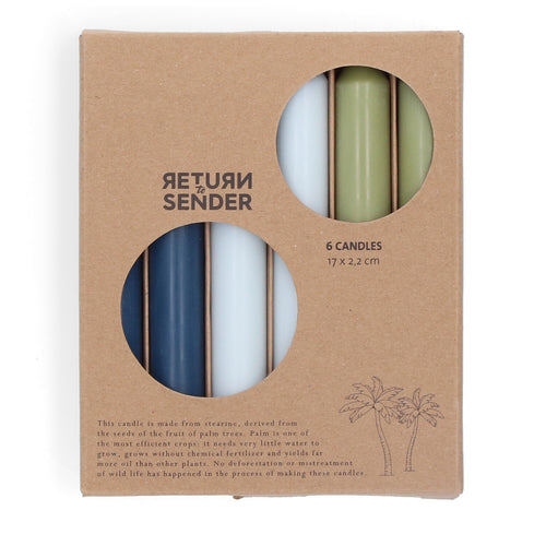 Return to Sender Dinerkaarsen 17 cm - Set met 3 kleuren - Petrol