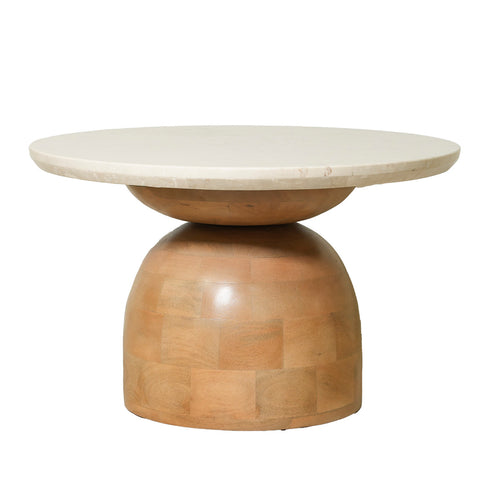 DÉJA Living Eettafel Miro Rond - Marmer/Hout - Naturel - 60x60x38cm