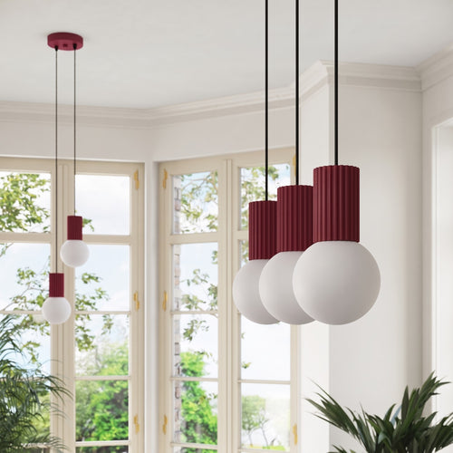 Sollux Lighting Hanglamp HALO 3L bordeaux - 40x6x120cm