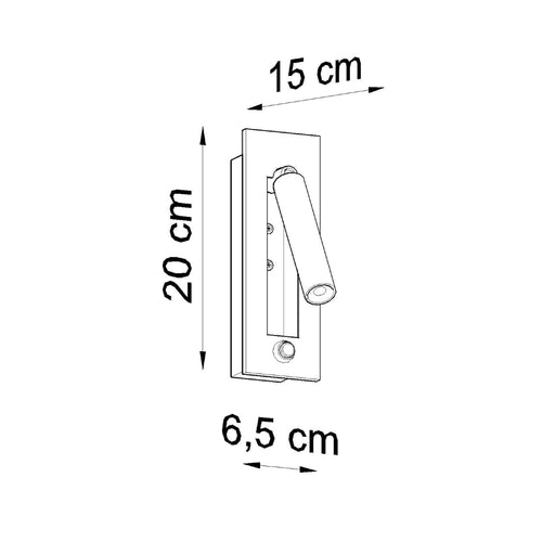 Sollux Lighting Wandlamp ENIF zwart - 6,5x15x20cm