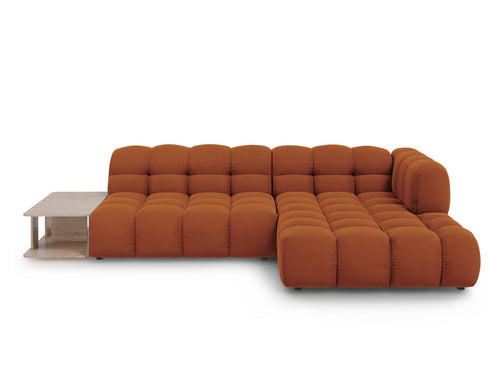 Cosmopolitan Design Modulaire hoekbank rechts Sky 4-zits, flueel, terracotta - 162x297x70cm