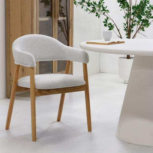 DÉJA Living Eetkamerstoel Noémi - Eikenhout/Polyester - Beige - Set van 2