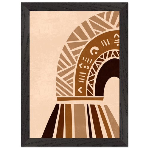 Artfulprints Poster met Lijst Boho – Ethnic sunrise   - A4 21x29.7 cm - Bruin