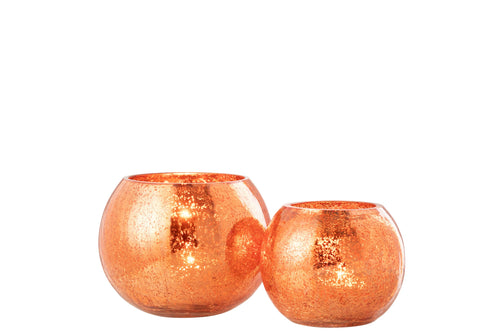J-Line theelichthouder Bal Craquelé - glas - goud - large