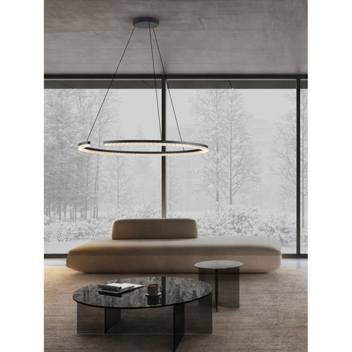 Nova Luce GREAMY Geïntegreerde LED-hanglamp voor plafond, zandkleurig zwart, Triac dimbaar, 43W, 2795lm, 3000K