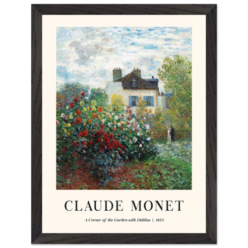 Artfulprints Poster met Lijst Claude Monet - A corner of the garden with dahlias   - 30x40 cm - Meerkleurig