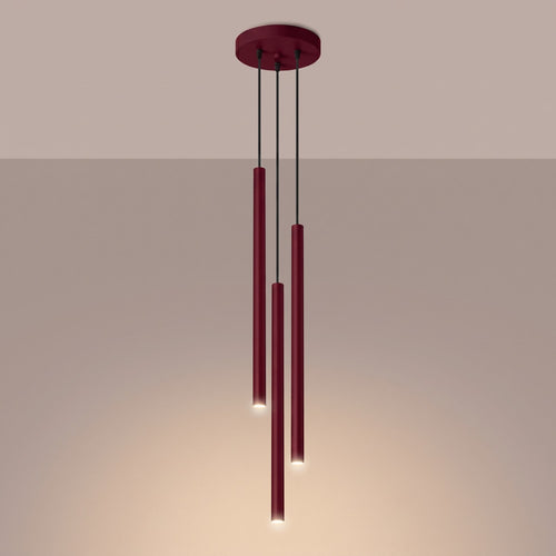 Sollux Lighting Hanglamp PASTELO 3P bordeaux - 19,5x19,5x115cm