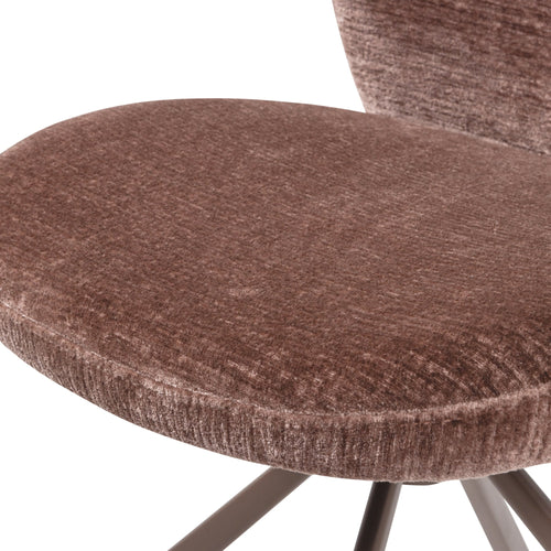 WOOOD eetkamerstoelen Femke - Chenille - Bruin- Set van 2