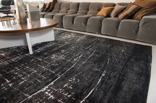 Mad Men vloerkleed 8655 White On Black - Zwart - 230 x 330 cm
