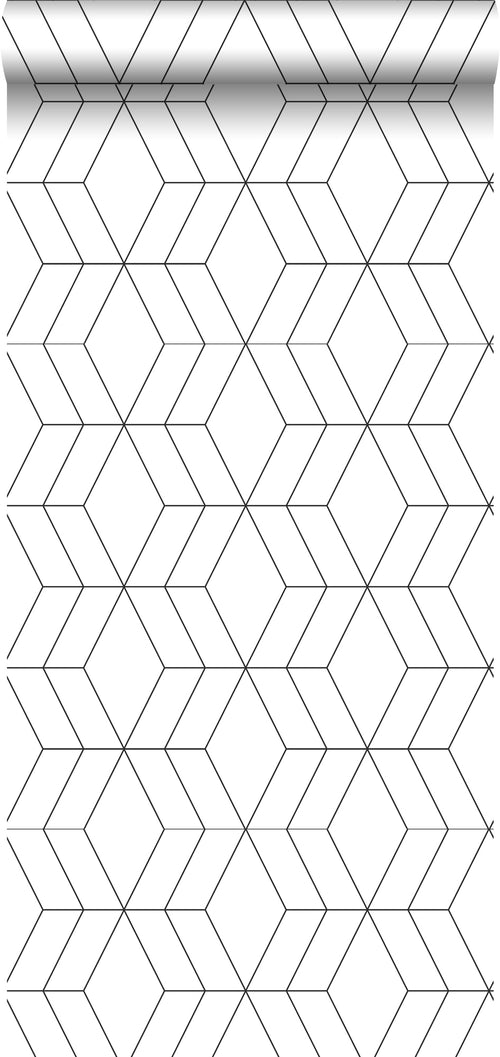 Walls4You behang grafische lijnen zwart wit - 53 cm x 10.05 m - 935327