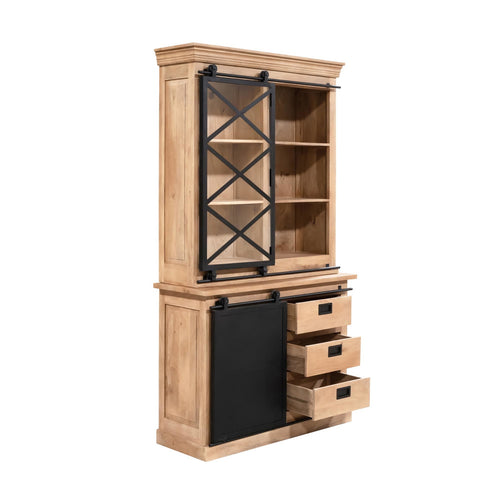 Starfurn Vitrinekast Fresno - Naturel Hout - 120x45x220cm
