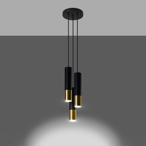 Sollux Lighting Hanglamp LOOPEZ 3P zwart/goud - 20x20x90cm