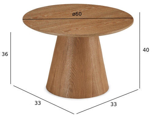 Furnhouse ronde salontafel Tango - Natuurlijk eikenhout - Ø 60 cm