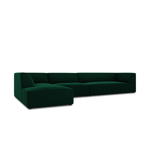 Cosmopolitan Design - Modulaire hoekbank links Siena 5-zits, flueel flessengroen - 180x366x69cm