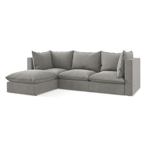 LaMiaSofa hoekbank links Ravenna - velours - grijs - 255x165x77