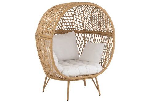 J-Line schommelstoel + kussen Zayo - metaal/riet - zwart - vtwonen shop