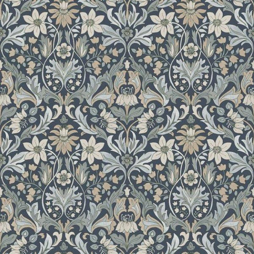 Borastapeter behang vintage bloemen in art nouveau stijl vergrijsd blauw - 53 cm x 10.05 m - 660944 - vtwonen shop